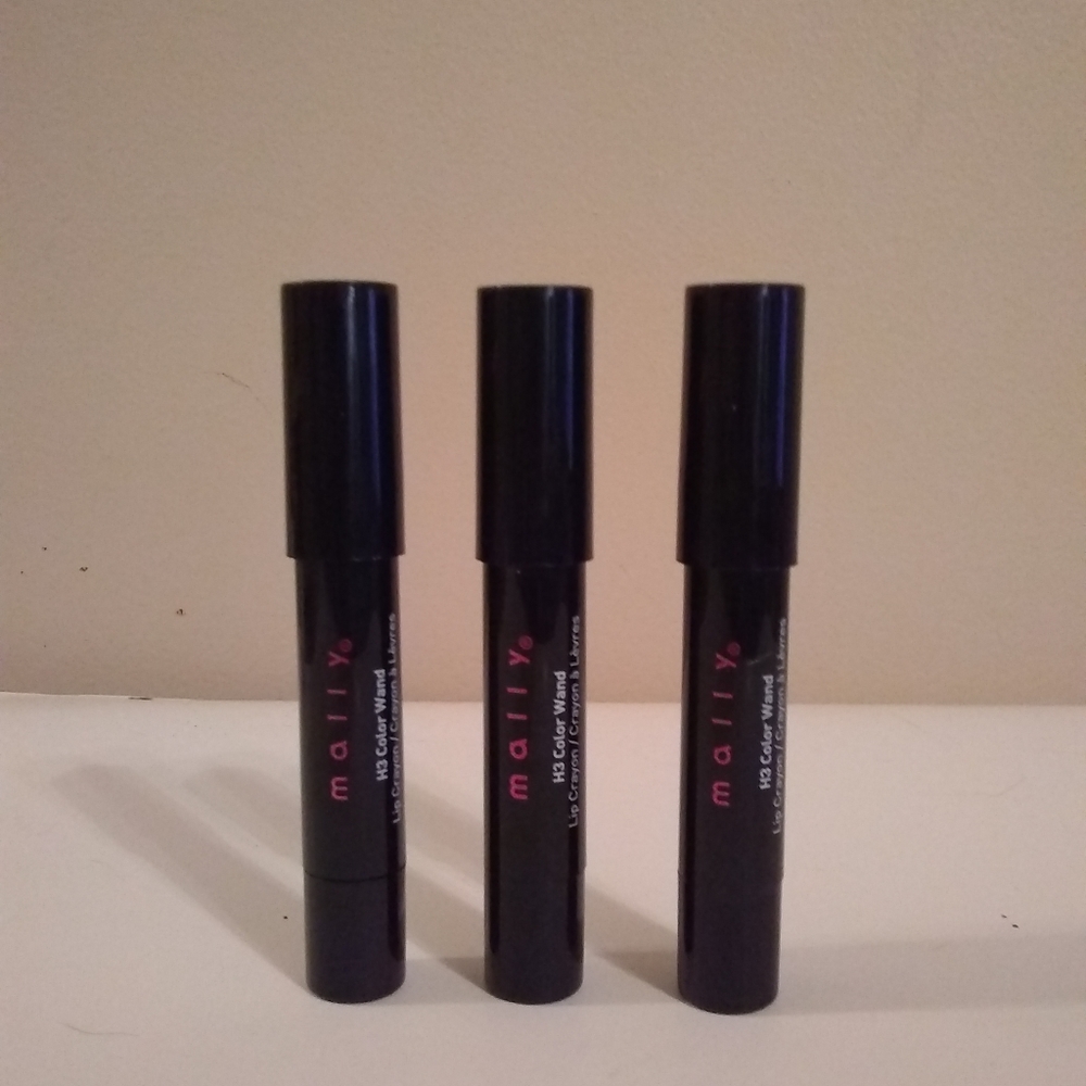 MALLY SET OF 3 H3 COLOR WAND LIP CRAYONS, CHIC CHERRY, POP OF POPPY, POSH PINK